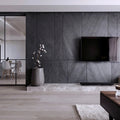 graphite stria black wall veneer on a tv wall
