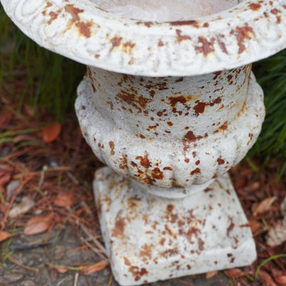 close up of rusted Medici Urn