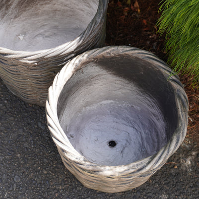 top view of weaved-look pot