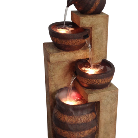 Rustic Tiered Pot Water Feature 38x38x117