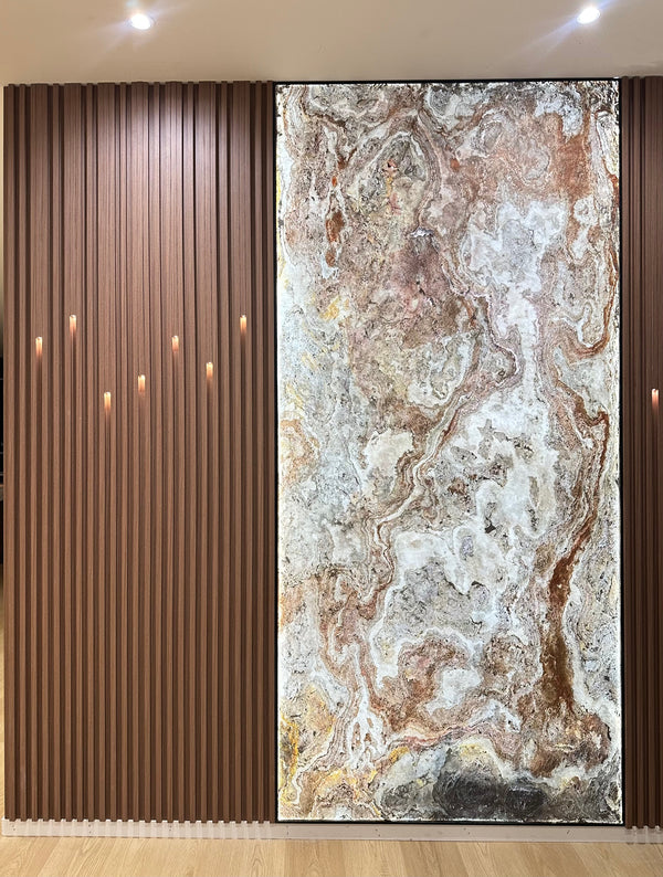 Entrance Backlit Stone Wall
