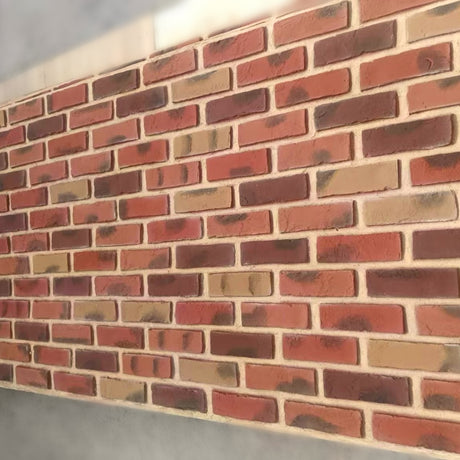 Close-up of a brick wall with a neutral background