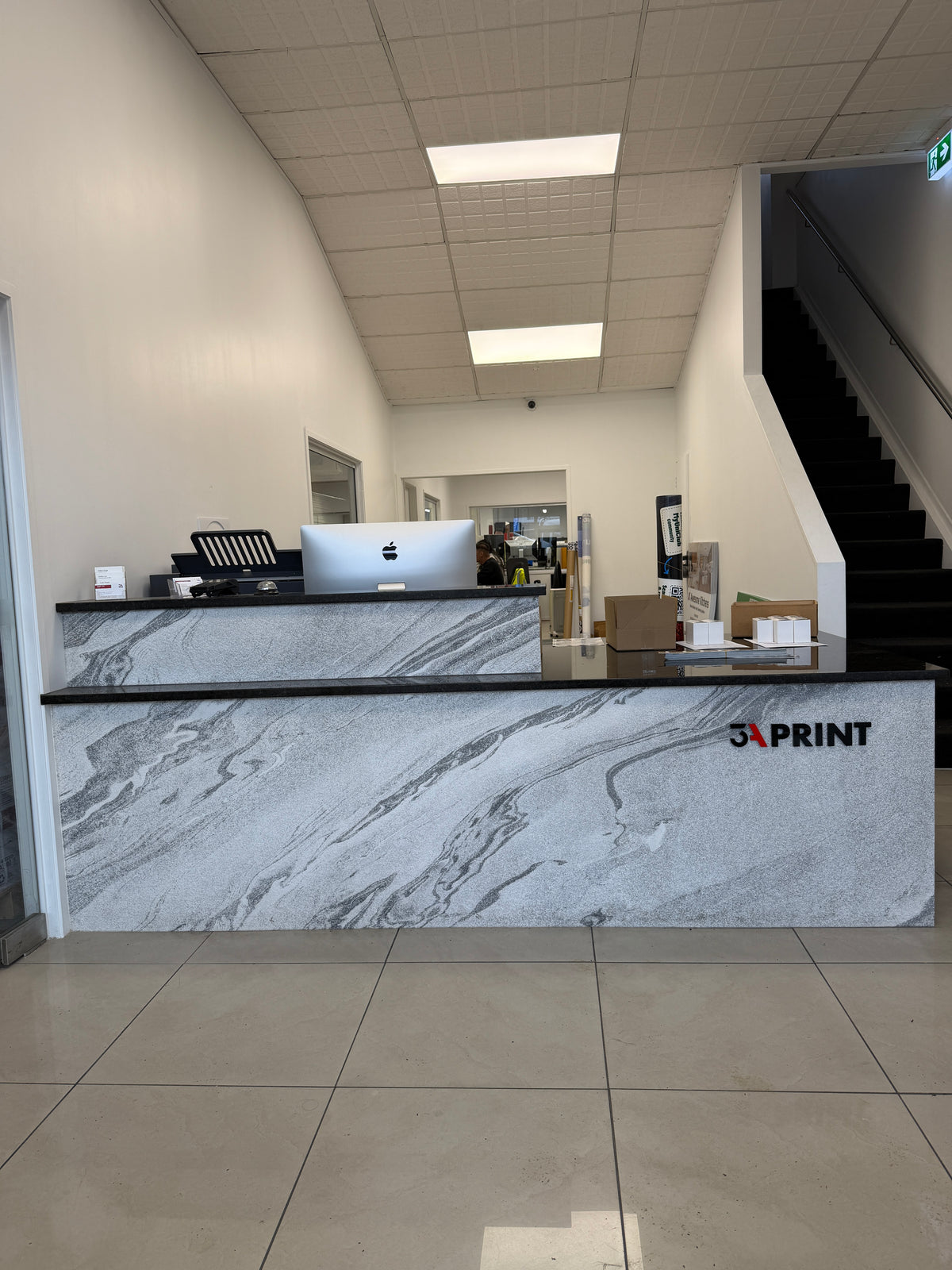 Veinrock White Reception Desk