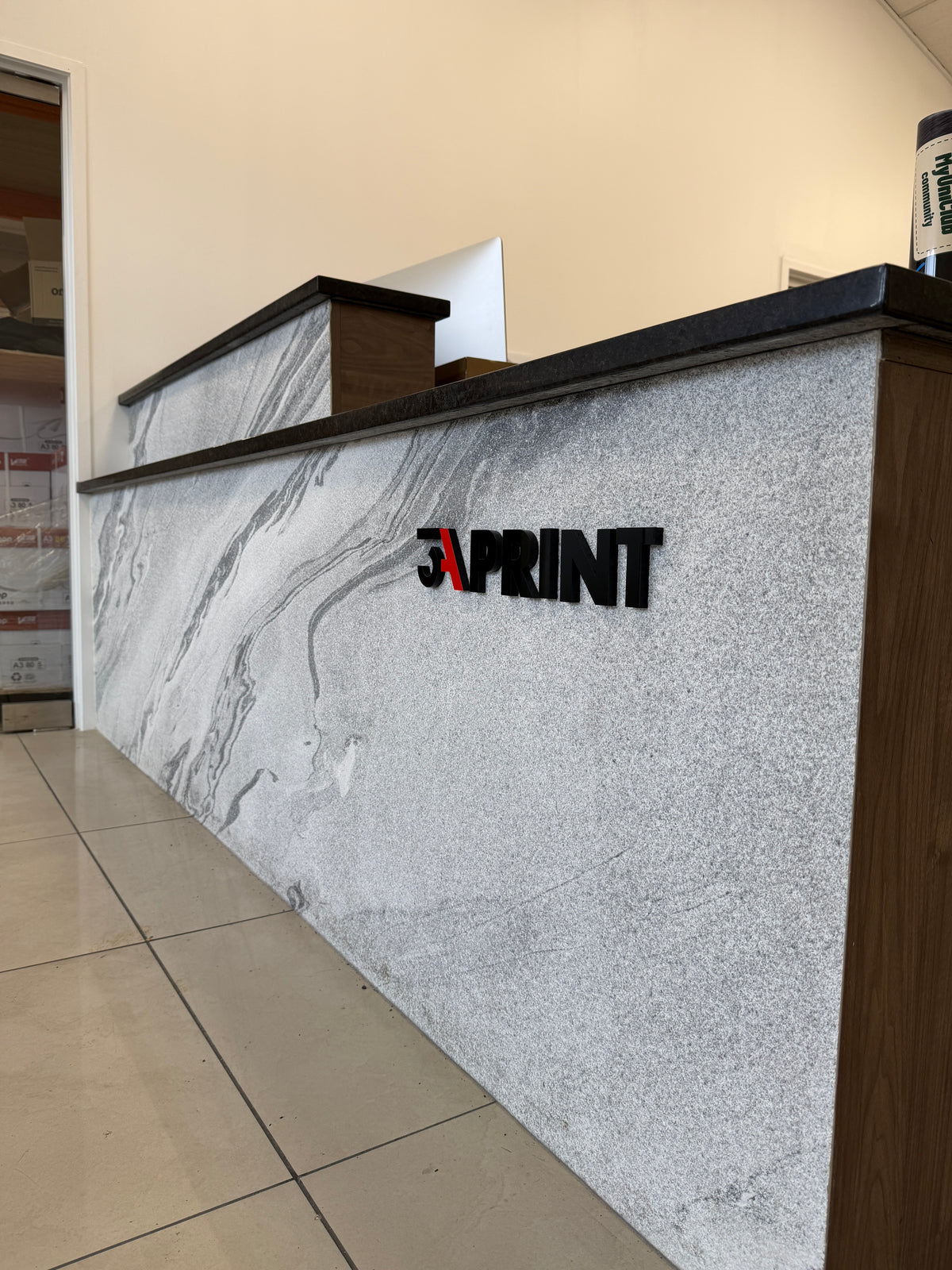 Veinrock White Reception Desk