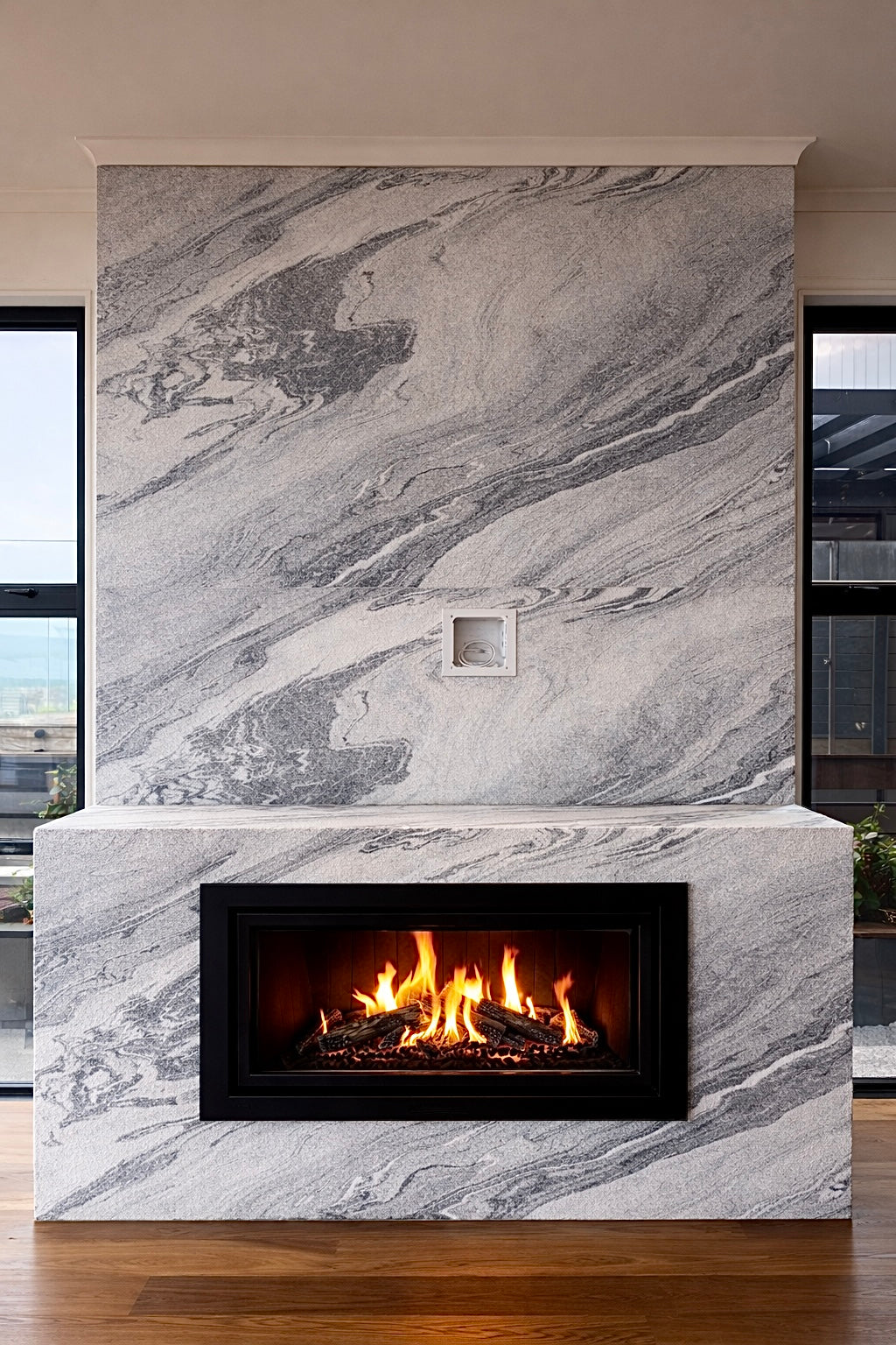 Veinrock White Marble Fireplace – Auckland