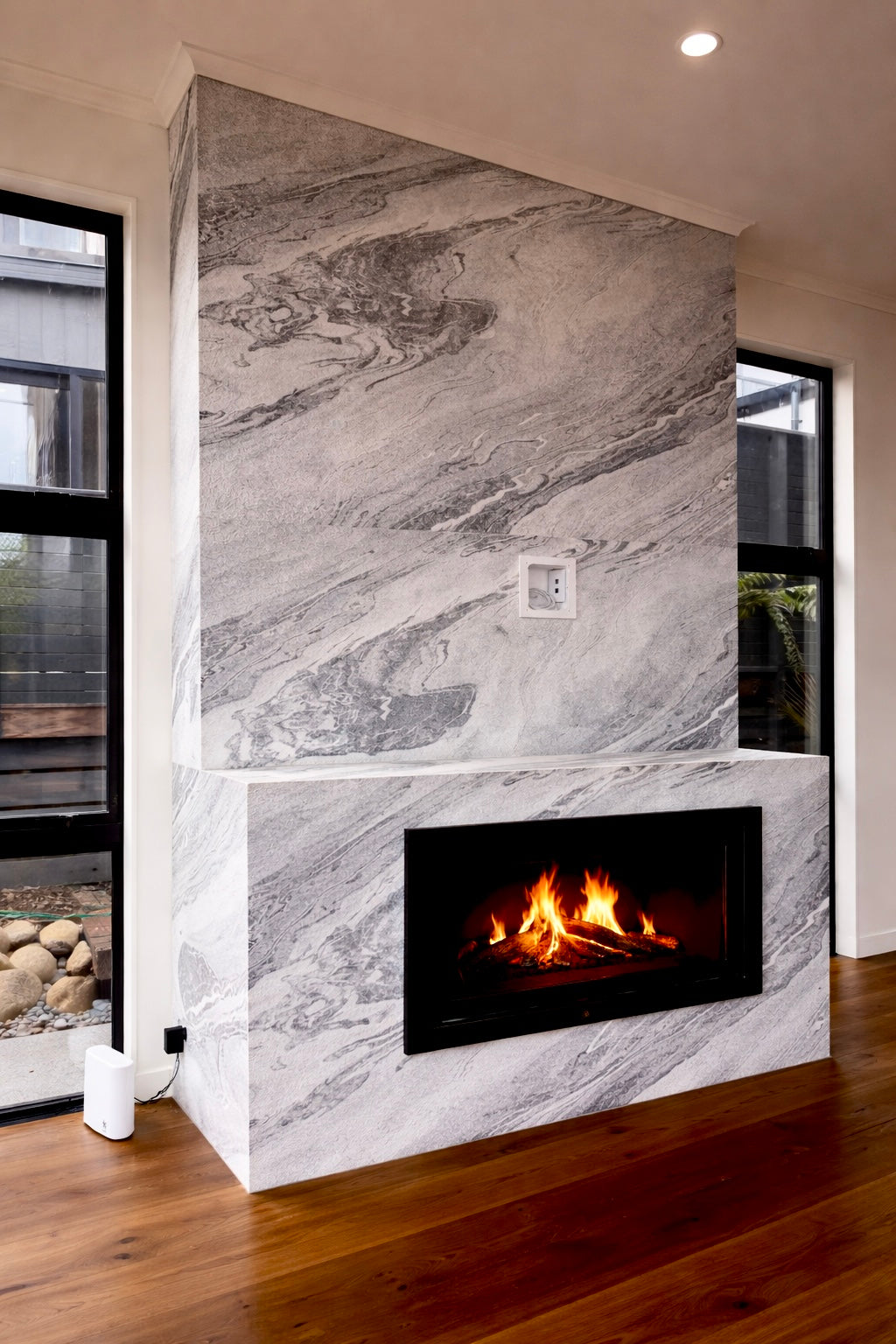 Veinrock White Marble Fireplace – Auckland