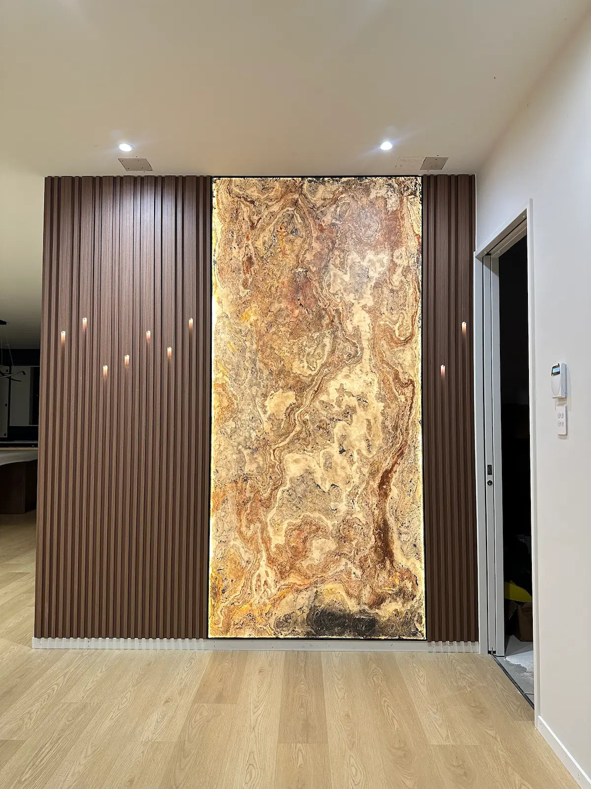 Entrance Backlit Stone Wall