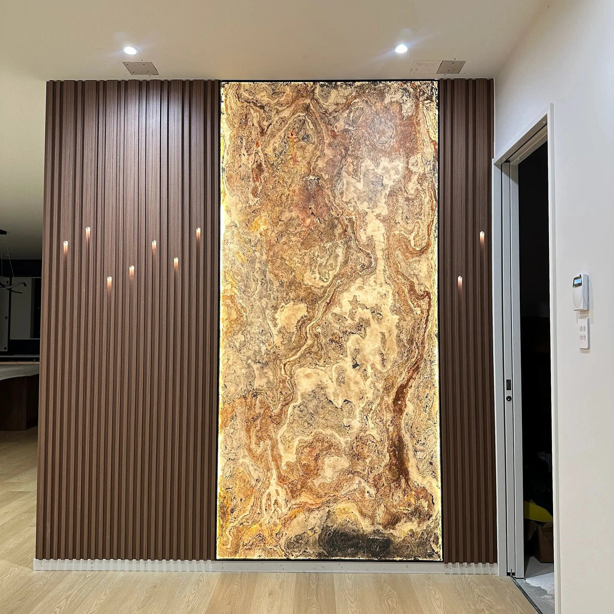 Entrance Backlit Stone Wall