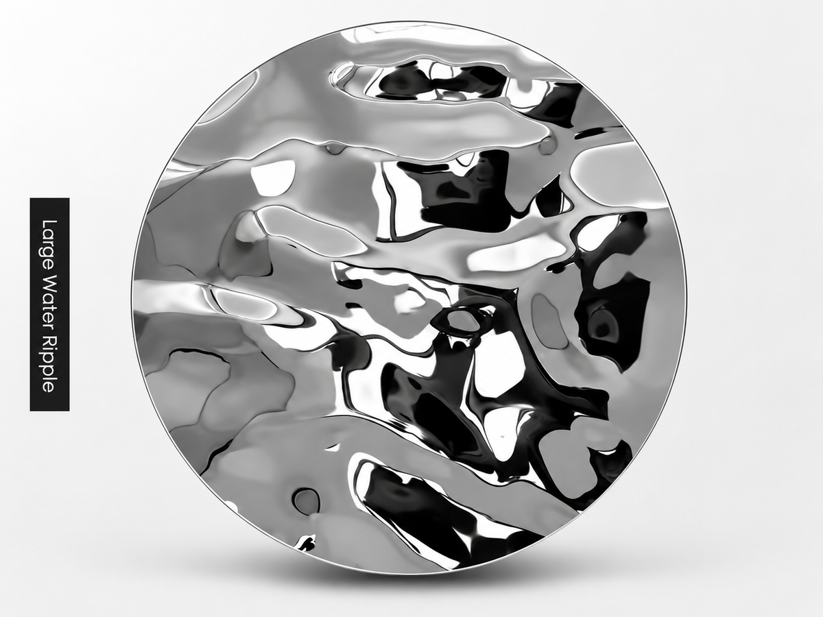 Large water ripple stainless steel panel with reflective textured finish