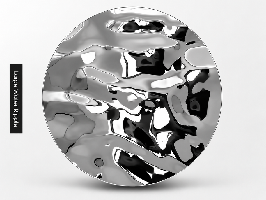 Large water ripple stainless steel panel with reflective textured finish