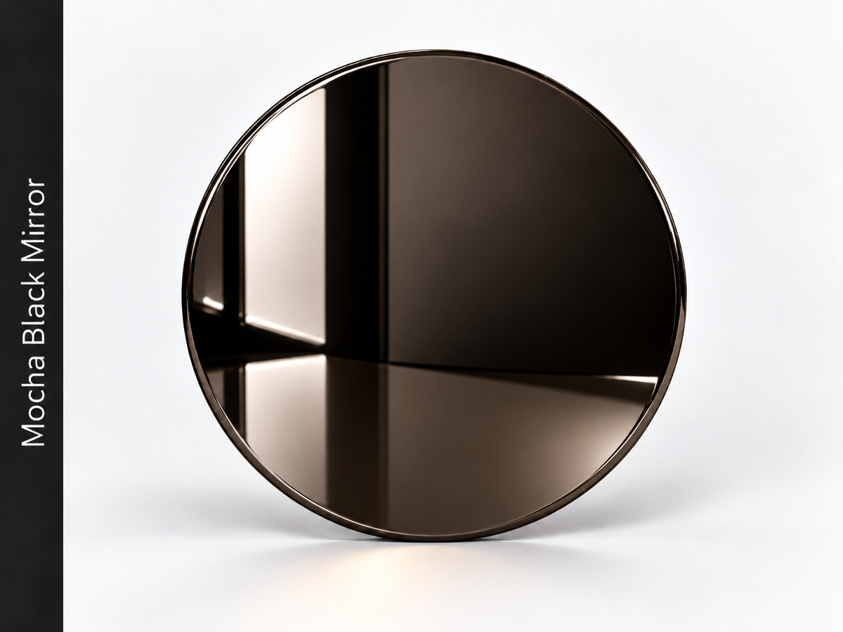 Mocha black mirror PVD stainless steel panel with highly reflective finish