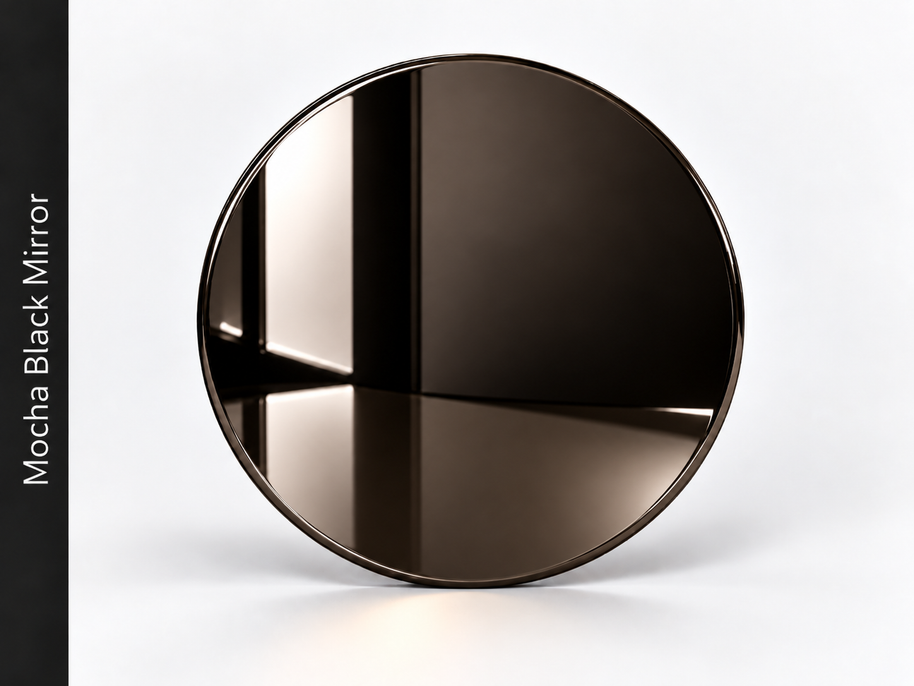 Mocha black mirror PVD stainless steel panel with highly reflective finish