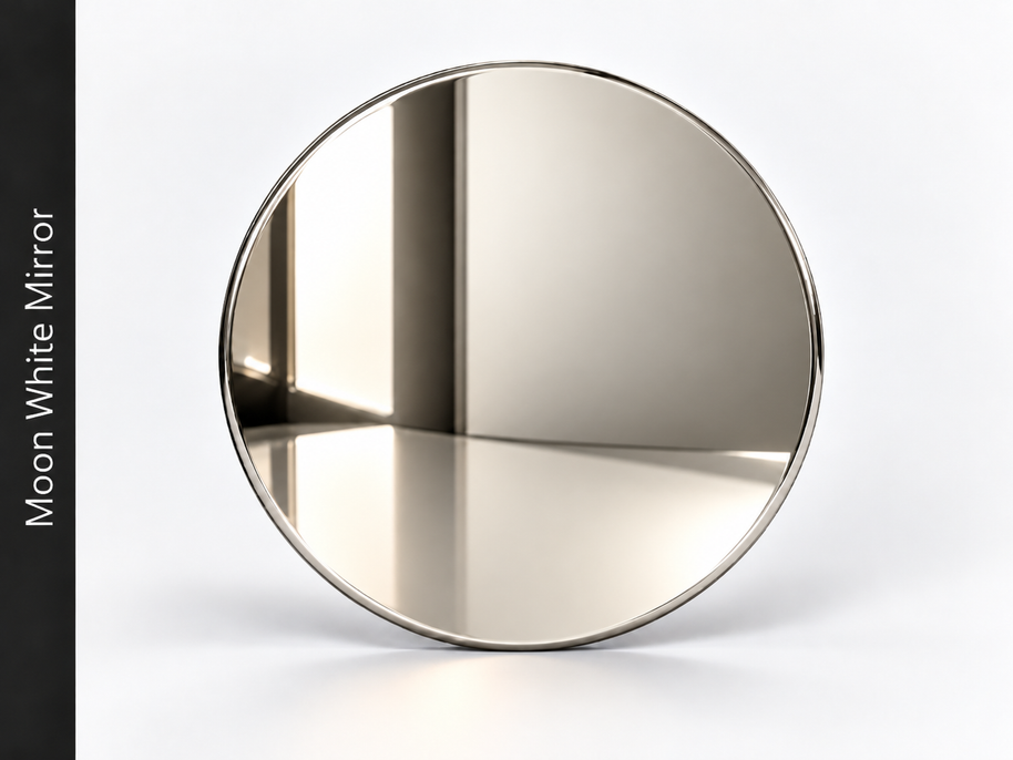 Moon White mirror PVD stainless steel panel with highly reflective finish