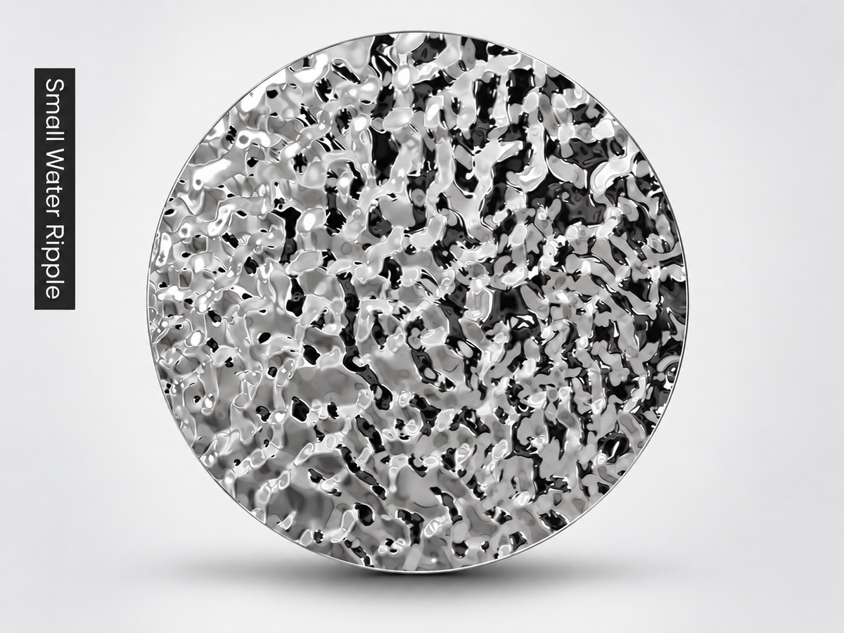 Small water ripple stainless steel panel with reflective textured finish