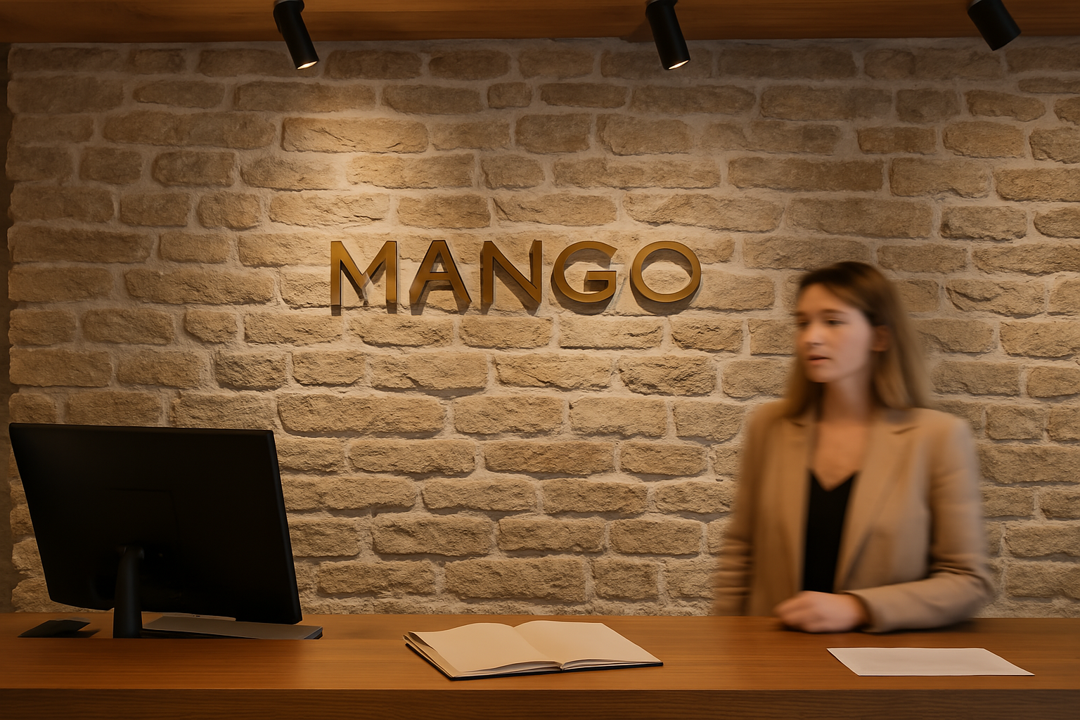 stacked stone feature wall for reception 