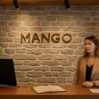 stacked stone feature wall for reception 