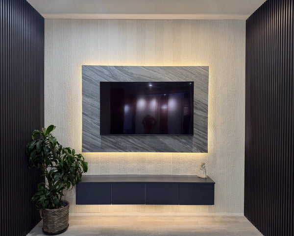 duoform line sotne and marble TV Wall