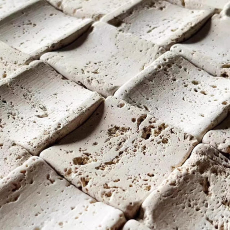 Travertine wall panel close up