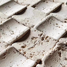 Travertine wall panel close up