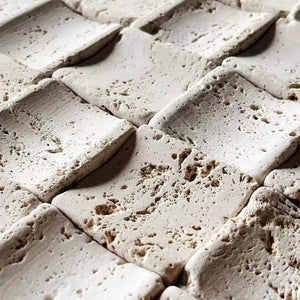 Travertine wall panel close up