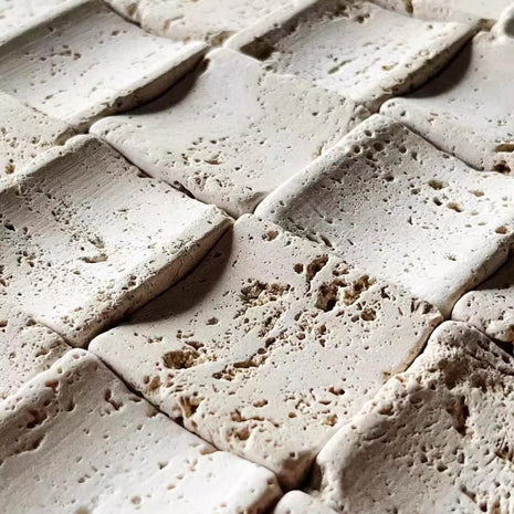 Travertine wall panel close up