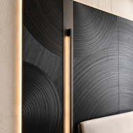 Tree ring solid wood panel in hotel 