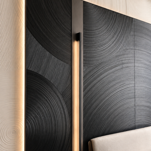 Tree ring solid wood panel in hotel 