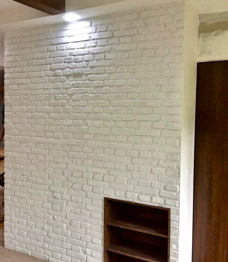 White brick panel in residential area 