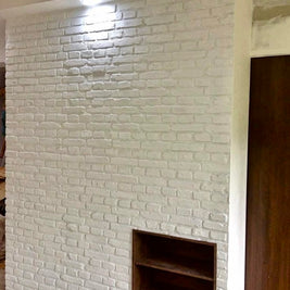 White brick panel in residential area 