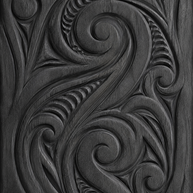 carved maori koru wood panel
