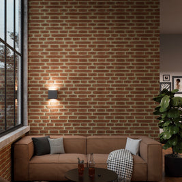faux brick wall panel used as a feature wall in interior 