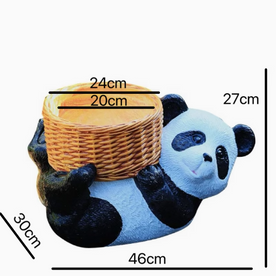 cute panda lying down with planter