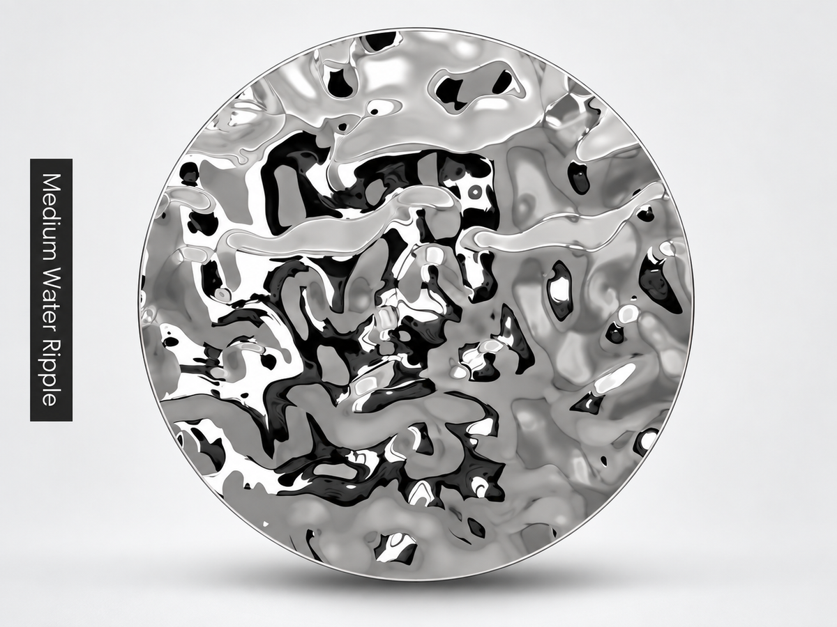 Medium water ripple stainless steel panel with reflective textured finish