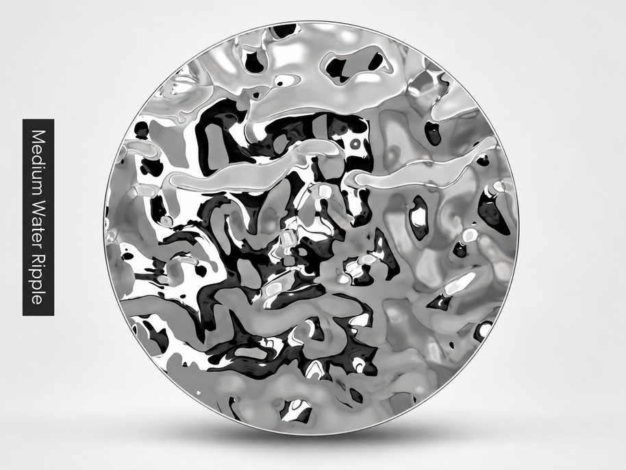 Medium water ripple stainless steel panel with reflective textured finish
