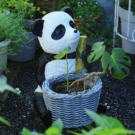 cute panda holding bamboo