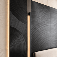 Tree ring solid wood panel in hotel 