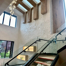 White structured rock panel for staircase