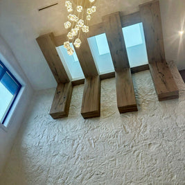 White structured rock panel for residential space